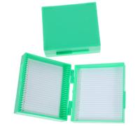 PAMINGONO Contenitore Colore Casuale 2 Pezzi per Vetrini da Microscopio in Abs Verde Multi Slot e Chiusura a Fibbia, Scatola di Stoccaggio per Supporto Diapositive da