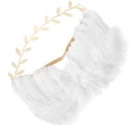 PAMINGONO Costume D'angelo per Ragazzo Ragazza con Cerchietto Bianco in Cotone e Piume, Leggero e Facile da Indossare, come Props Fotografico