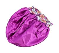 PAMINGONO cuffia da doccia in raso nastri per per ragazze cappello per dormire la notte ragazza percurl silk’n hair hat le donne dormono cuffia per poliestere Viola,porpora