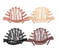 PAMINGONO Cuffia per Parrucca in Pizzo Elasticizzata Traspirante Taglia Regolabile Set da 4 Pezzi per Cura dei Chioma in Diverse Occasioni
