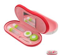 PAMINGONO Custodia doppio strato per occhiali e lenti a contatto, scatola portatile resistente in tessuto PU e floccato con specchio, sigillo anti-perdita, ideale per viaggi e uso esterno