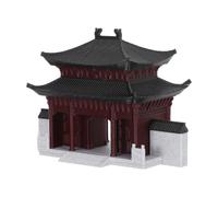 PAMINGONO Decorazione da Giardino Miniatura Asiatico della Ricchezza, Materiale Plastico, Piastrelle Blu Anticate e Rosse per Zen