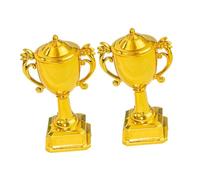 PAMINGONO Decorazioni per Torte Coppa D’oro in Plastica 2 Pezzi Mini Trofei Divertenti per Compleanni e Premi di Partecipazione, Kit Decorativo per Feste e Cerimonie di Successo