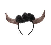 PAMINGONO Della Fascia Morta Fascia Per Corna Di Halloween Fasce Di Fiori Per Le Donne Ghirlanda Floreale Copricapo Del Dei Morti Fascia Per Costume Gotico Stoffa Black