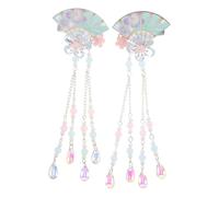 PAMINGONO Fermagli per Chioma Giapponesi a Ventaglio con Nappe di Perline Accessori per Chioma in Stile Cinese Hanfu Set da 2 Pezzi per Matrimonio Feste e Cosplay Tradizionali