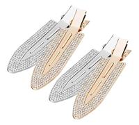 PAMINGONO Fermagli per Chioma per Frangia 4 Pezzi, Clip senza Pieghe Strass, Mollette Piatte Metalliche Dorate e Argento, Accessori Styling Chioma Donna Antipiega