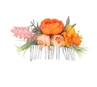 PAMINGONO Forcina Fatta a Mano Fiori Artificiali Arancioni, Fermagli per Chioma Floreali Boho, Pettine Laterale Leggero per Spose e Servizi Fotografici di Matrimonio