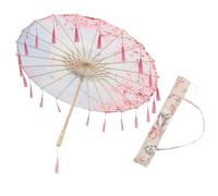 PAMINGONO Ombrello Stile Cinese in Seta Nappe Rosa, 82 CM, Set da 1 Pezzo per Danza e Fotografia, Accessorio Tradizionale Motivo Floreale per Eventi e Spettacoli