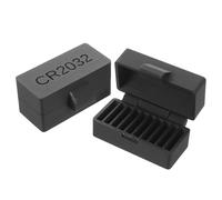 PAMINGONO Organizer per Batterie a Bottone 2 Pezzi, Custodia Portabatterie Nera Compatta con Chiusura, Contenitore di Stoccaggio Portatile per Batterie di Tipo Comune, per Casa,