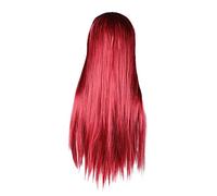 PAMINGONO Parrucca Lunga Liscia Vino Rosso Con Frangia Fibra Sintetica Per Cosplay e Feste Di Halloween Facile Da Indossare e Comoda Per Tutti
