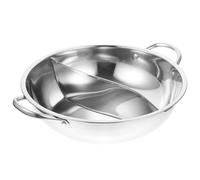 PAMINGONO Pentola Calda Doppia in Acciaio Inox 30 Cm con Divisorio per Due Sapori, Pentola Multiuso per Stufato con Doppio Manico, Adatta per Cucina Domestica e Riunioni di Famiglia