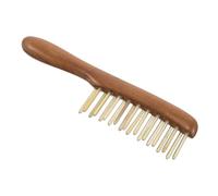PAMINGONO Pettine da Massaggio in Legno e Corno di Pecora per Chioma, Strumento Ergonomico Denti Larghi per Massaggio del Cuoio Capelluto e Rilassamento Totale