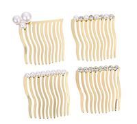 PAMINGONO Pettine Per Chioma Clip Laterale Set Da 4 Pezzi Perle e Strass Decorazioni Per Chioma Vintage Resistenti e Massaggiatore Cuoio Capelluto Per Studenti e Uso Quotidiano