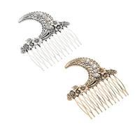 PAMINGONO Pettini Decorativi per Chioma Vintage in Lega 2 Pezzi, Pettini Laterali Retrò in Due Toni Oro Antico e Argento, Accessori per Acconciature Raccolte da Sposa ed Eventi Speciali