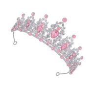 PAMINGONO Principessa Barocca Per Copricapo Quinceanera Rosa in Cristallo Tiara Compleanno Per Adulta