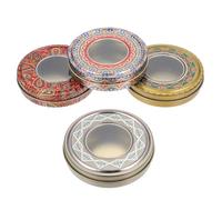 PAMINGONO Scatole per Zafferano Colorate in Latta da 9X2 CM Set da 4 Pezzi Contenitori Portatili con Coperchio per Conservazione Alimentare Sicura e Confezioni Regalo