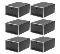 PAMINGONO Scatole Portascarpe Nere 6 Pezzi in PP, Struttura a Cassetto | Organizer per Scarpe Impilabili, Design Forato Traspirante, Accesso Comodo, Box per Sneaker e Armadio
