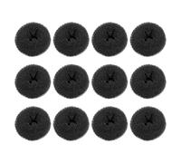PAMINGONO Set 12 Pezzi Ciambella per Chioma Nero, Portatile e Leggero, in Nylon e Filo di Fibra Chimica, Accessori per Chignon Elegante per Donna Uso Quotidiano e Attività All'aperto