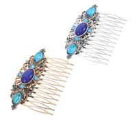 PAMINGONO Set 2 Pettini Laterali Vintage in Metallo e Resina dal Design Raffinato e Stile Cinese per Ragazze e Donne, Adatti per Uscite Hanfu e Uso Quotidiano