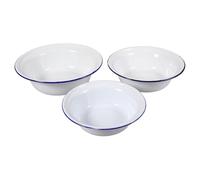 PAMINGONO Set 3 Ciotole Smaltate per Zuppa e Insalata 14-18 Cm, Bacinelle Smaltate per Cucina e Casa, Vaso Multifunzione per Servire e Mescolare, Stile Vintage, Sicure e Facili da Pulire