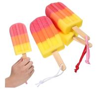 PAMINGONO Set 3 Pezzi Spugna Scrub Corpo a Forma di Gelato per Bagno, Materiale Spugna Morbida, Esfoliante e Confortevole, la Pulizia Totale del Corpo in Bagno