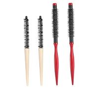 PAMINGONO Set 4 Pezzi Spazzole per Chioma Arricciati Manico in Legno Pettini in Alluminio per Styling Chioma Ricci e Frange Spazzole Rotonde Portatili per Uso Salone e Viaggio