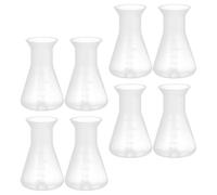 PAMINGONO Set 8 Beute Coniche da Laboratorio 50 Ml in Plastica Trasparente Palloni Tacche Graduate e Collo Stretto per Esperimenti Chimici e Misurazioni Accurate