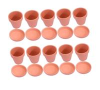 PAMINGONO Set da 10 Vasi in Ceramica Rossa per Piante Succulente e Cactus Texture Liscia e Sottovasi, per Imparare a Curare le Piante