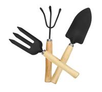 PAMINGONO Set di Attrezzi da Giardino 3 Pezzi con Manici in Legno Mini Pala e Forca per Facile da Trasportare per Piantare e Scavare Piante