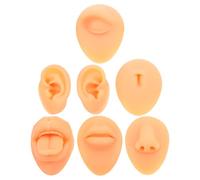 PAMINGONO Set di Pratica per Piercing in Silicone Morbido 7 Pezzi Orecchio, Naso, Bocca, Lingua e Ombelico per Allenamento Professionale e Dimostrazione Realistica del Viso