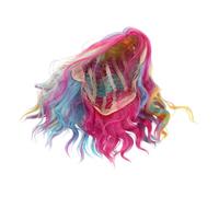 PAMINGONO Short Wavy Curly Rainbow Colored Mermaid Wig Cap Sintetica Morbida per Cosplay Halloween Party
