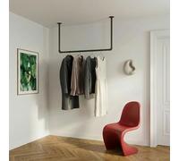 pamo Appendiabiti da Soffitto Industriale Nero - Barra Appendiabiti da Parete 105x54 cm I Attaccapanni da Muro Sospeso in Tubi Metallo - Cabina Armadio Aperta Stile Loft - Fino a 25 kg