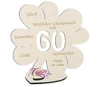 PAMPAS 60 anni di compleanno da donna/uomo, per matrimonio, anniversario, quadrifoglio, con incisione in legno, libro degli ospiti digitale in legno con supporto