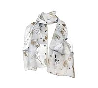 Pamper Yourself Now Foulard grigio lucido con gatti multicolore sciarpa sottile., Grigio, Taglia unica