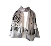 Pamper Yourself Now Sciarpa sottile da donna con design pianoforte e note musicali. Ottimo regalo per gli amanti della musica., bianco/nero, 150cm X 30cm