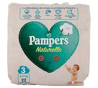 Pampers Acqua Pura, 22 Pannolini Contenenti Cotone e Materiali Naturali Derivanti dalle Piante, 0% Profumo, Taglia 3 (4-9 kg)