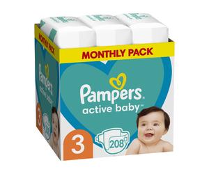 Pampers Active Baby Nappies 3X208