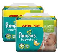 Pampers Baby Dry Taglia 4 + Maxi Plus 9 - 20 kg Jumbo Plus Pack, 2er Pack (2 x 76 pannolini)