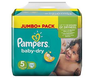 Pampers Baby Dry Taglia 5 Junior 11-25kg Jumbo Plus Pack 72 Pannolini