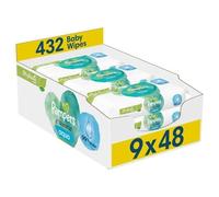 Pampers Harmonie Aqua Baby Wipes, 9 confezioni da 48 salviette per un totale di 432 salviette umidificate per bambini, aiutano a ripristinare il pH naturale della pelle, lozione delicata con il 99% di