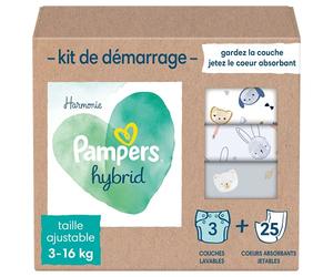 Pampers - Harmony Hybrid Starter Pack, 3 pannolini lavabili + 25 lenzuolini usa e getta - 1 confezione