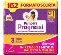 Pampers Progressi & Fit Prime Midi Formato Scorta 162 Pannolini Taglia 3 (4-9