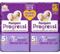Pampers Pannolini Progressi Junior Taglia 5 (11-25 kg) pacco doppio 36 pannolini