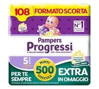 Pampers Progressi Junior Taglia 5 (11-25 kg) 108 Pannolini Bambino Formato