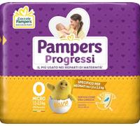 Pampers Progressi Micro, Taglia 0 (1,5-2,5 kg), 24 Pannolini Neonato | Formato Scorta, Protezione Pelli Delicate Prima Infanzia, Ultra Morbidi e Assorbenti, Linguette Rinforzate, Anti-Fuoriuscite