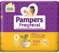 Pampers Progressi Micro, Taglia 0 (1,5-2,5 kg), Confezione Singola, Protezione Pelli Delicate Prima Infanzia, Ultra Morbidi e Assorbenti, Linguette Rinforzate, Anti-Fuoriuscite, 24 Pannolini Neonato
