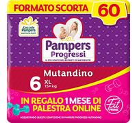 Pampers Progressi Mutandino & Fit Prime XL, 60 Pannolini, Taglia 6 (15+ Kg)
