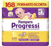 Pampers Progressi Newborn, 168 Pannolini, Taglia 1 (2-5 Kg)