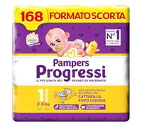 Pampers Progressi Newborn, Taglia 1 (2-5 kg), 168 Pannolini Neonato