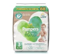 Pampers Protezione Pura, Taglia 3 (4-9 kg), Ipoallergenico, Barriera Stop&Protect, Anti-Fuoriuscite, Formato Scorta, 0% Profumo e Lozioni, Pelli Sensibili, Ultra Morbido, 88 Pannolini Neonato